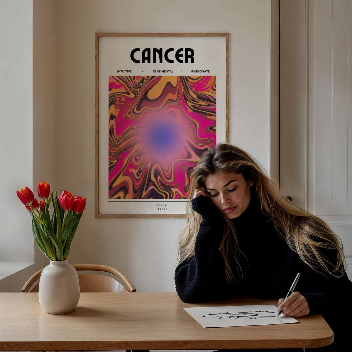 Cancer – mindful poster als rustige wanddecoratie