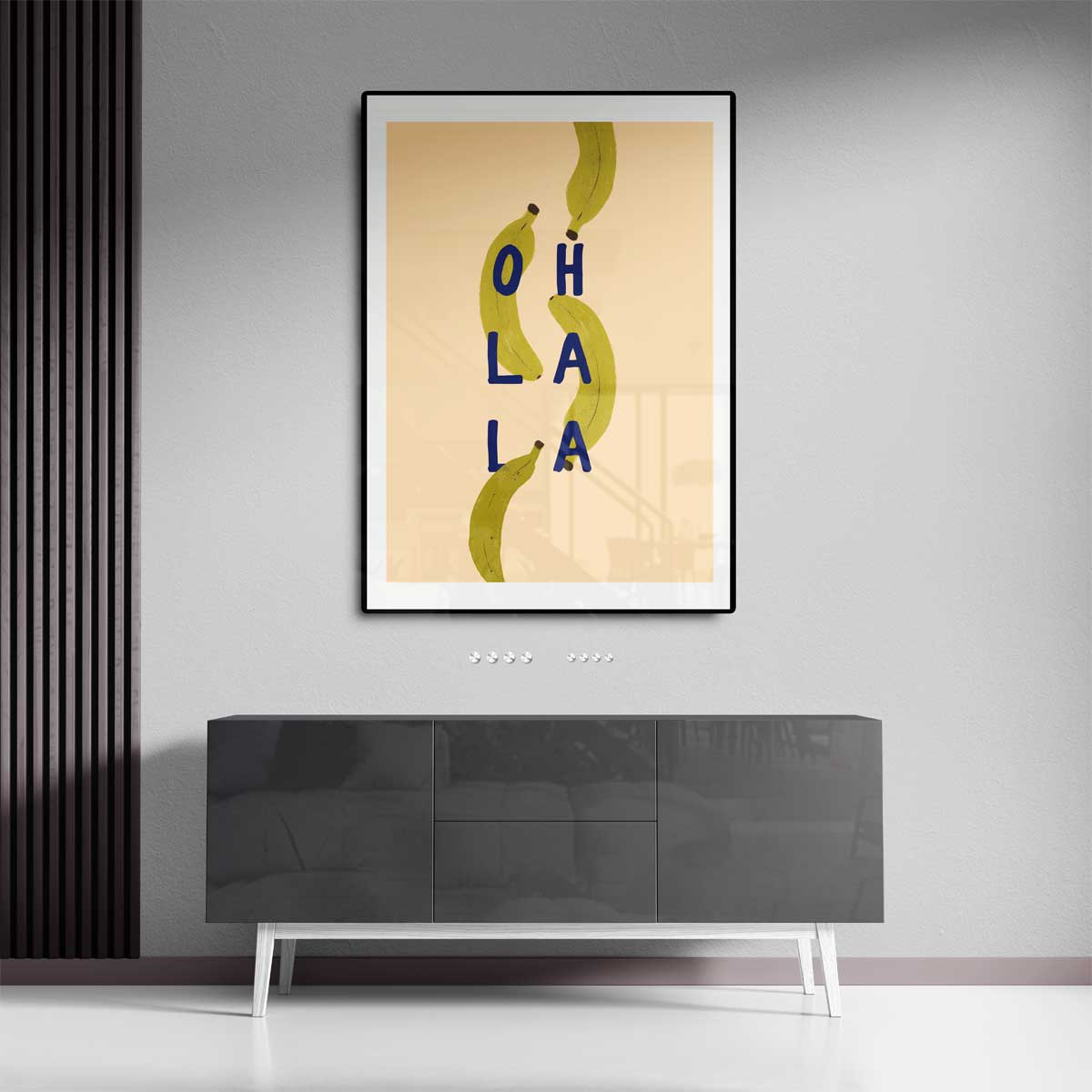 Ohlala Bananenprint – dibond kunstwerk als wanddecoratie