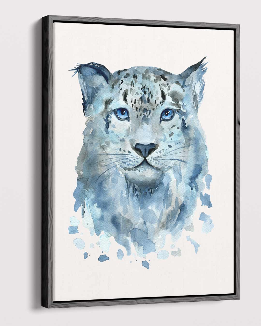 Blauwe Sneeuwluipaard Kunst – plexiglas wanddecoratie in portret formaat