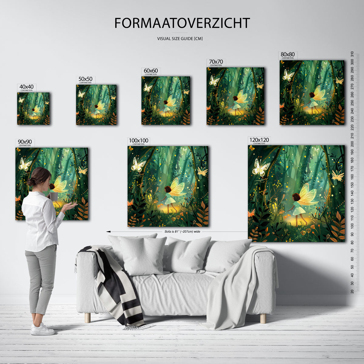 Vleugels en bos – vierkante muurposter voor de kinderkamer