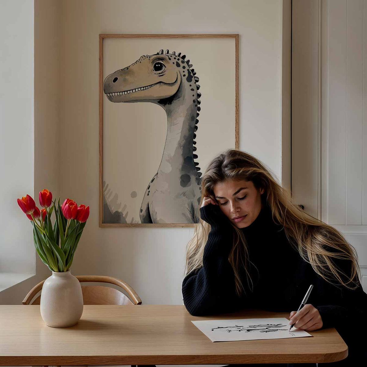 Schattige Dinosaur – staande muurposter voor de kinderkamer