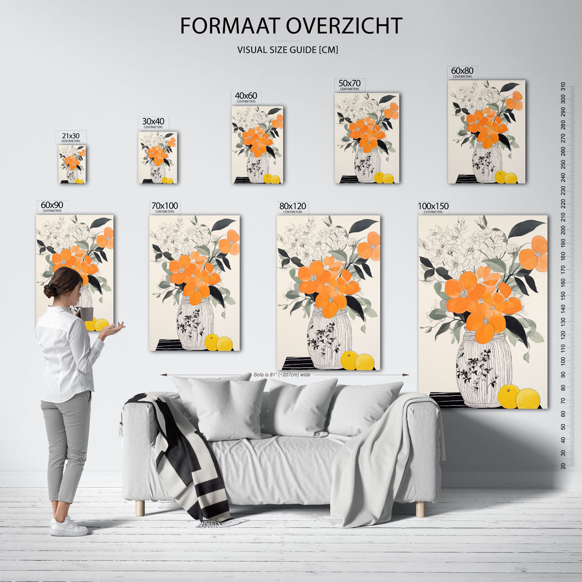 Bloemen in vaas – staande muurposter met bloemen