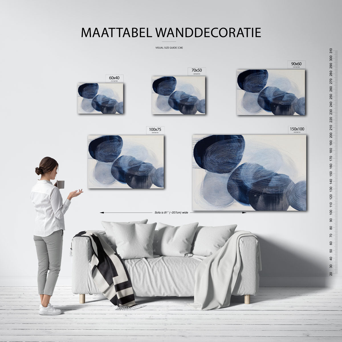 Cirkelvormige lijnen – moderne liggende wandkunst