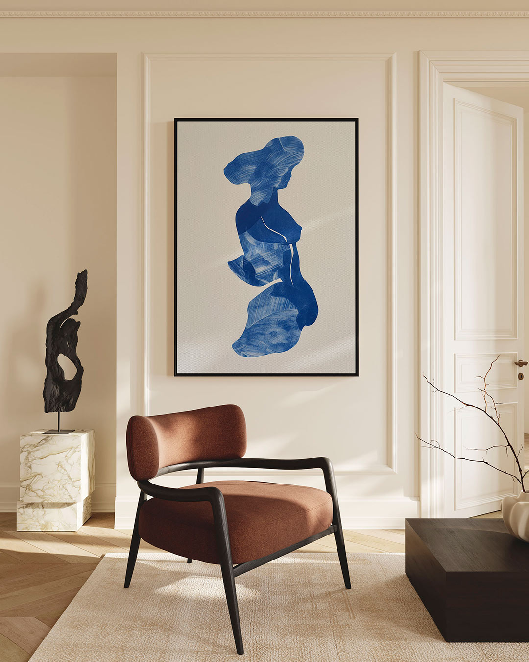 Gestroomlijnde silhouet – staand wanddecoratie kunstwerk