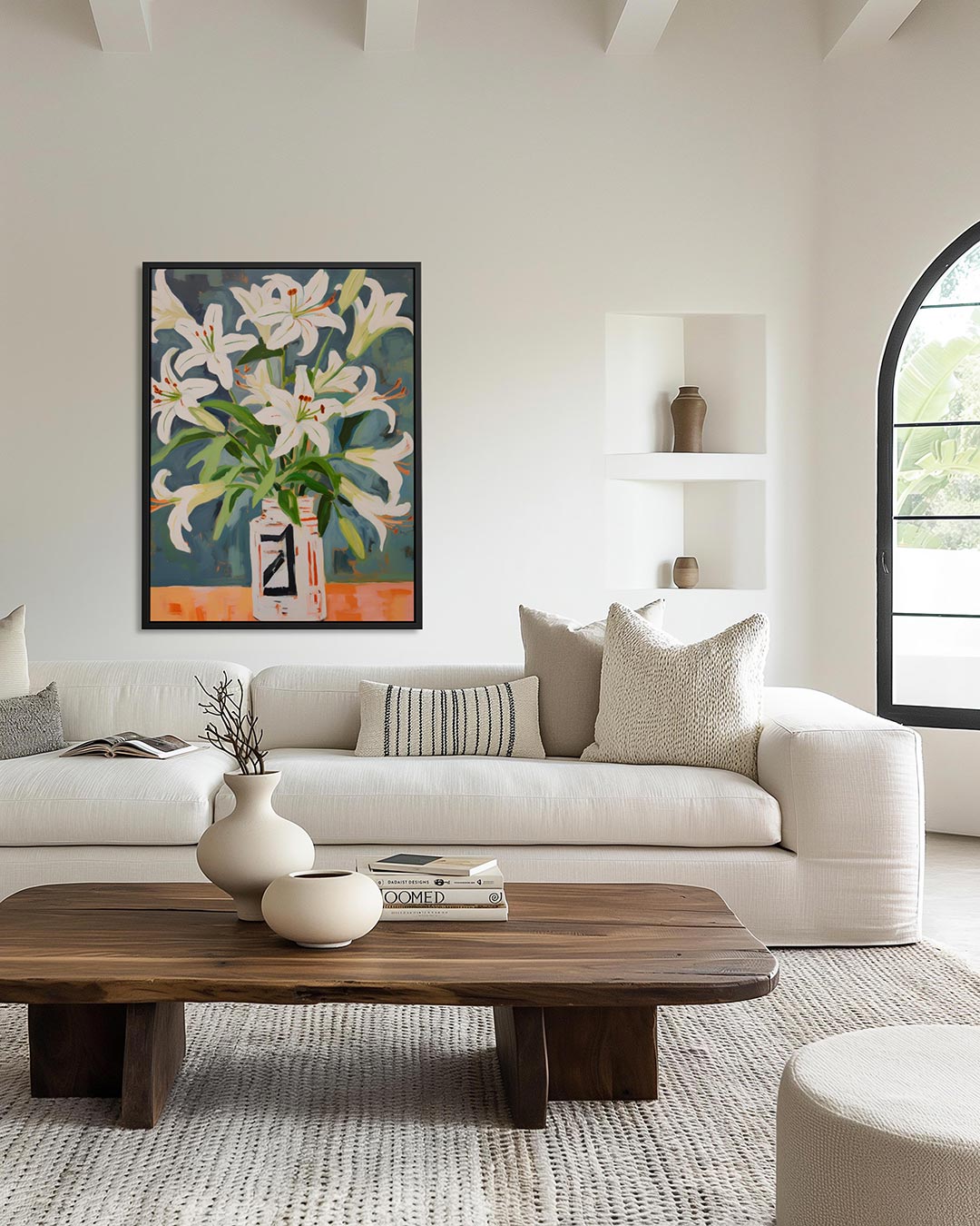 Bloemen in vaas – moderne staande wandkunst