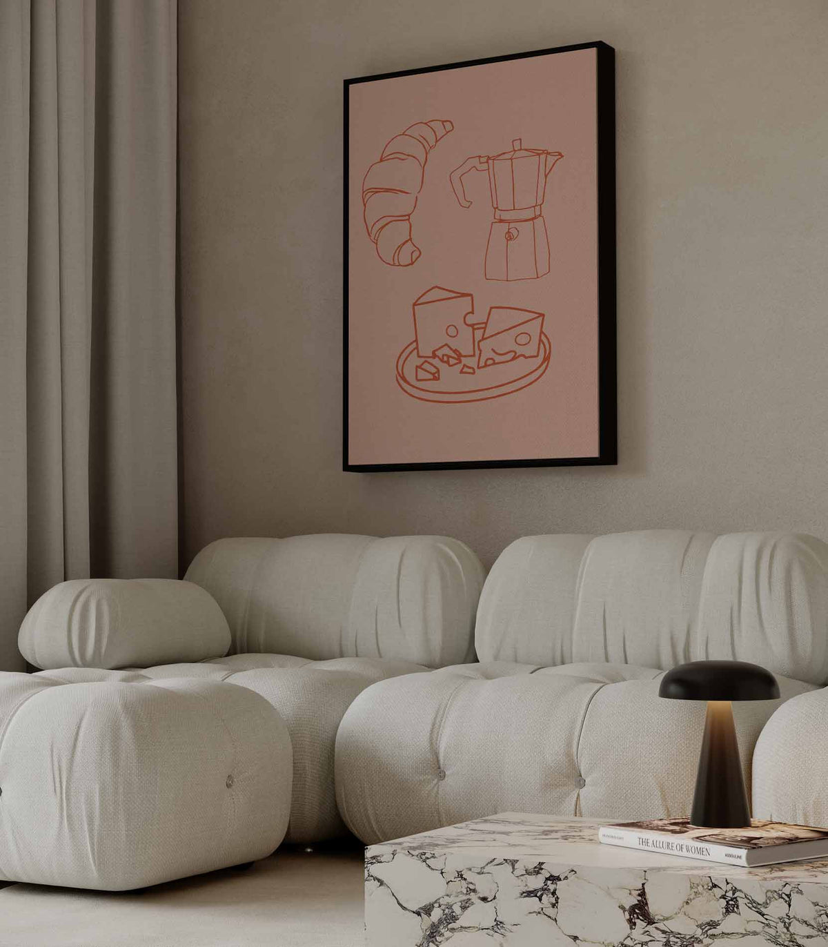 Ontbijt in Lijntekeningen – portret wandkunst van WallArtistic