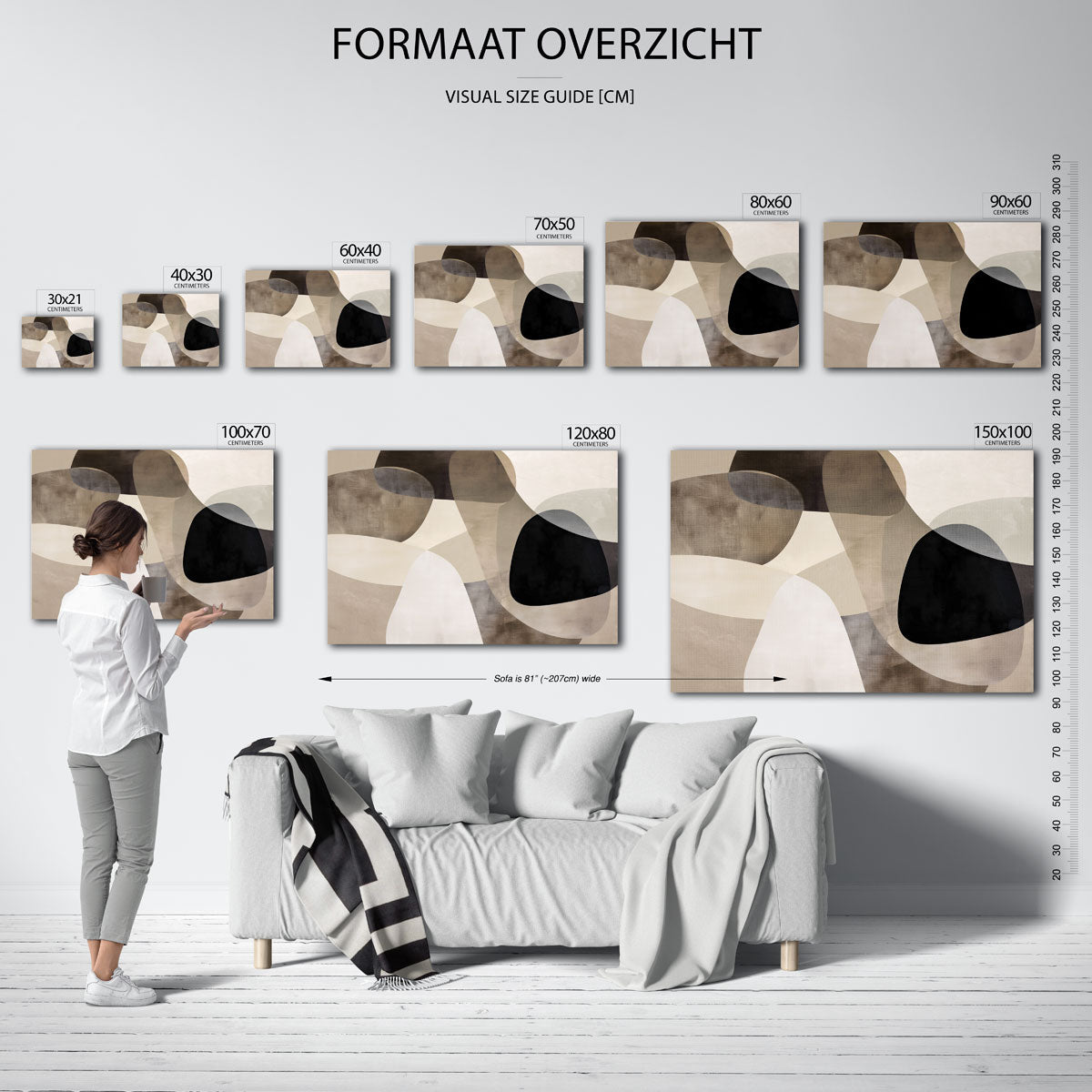 Abstracte vormen – liggende muurposter met abstracte vormen