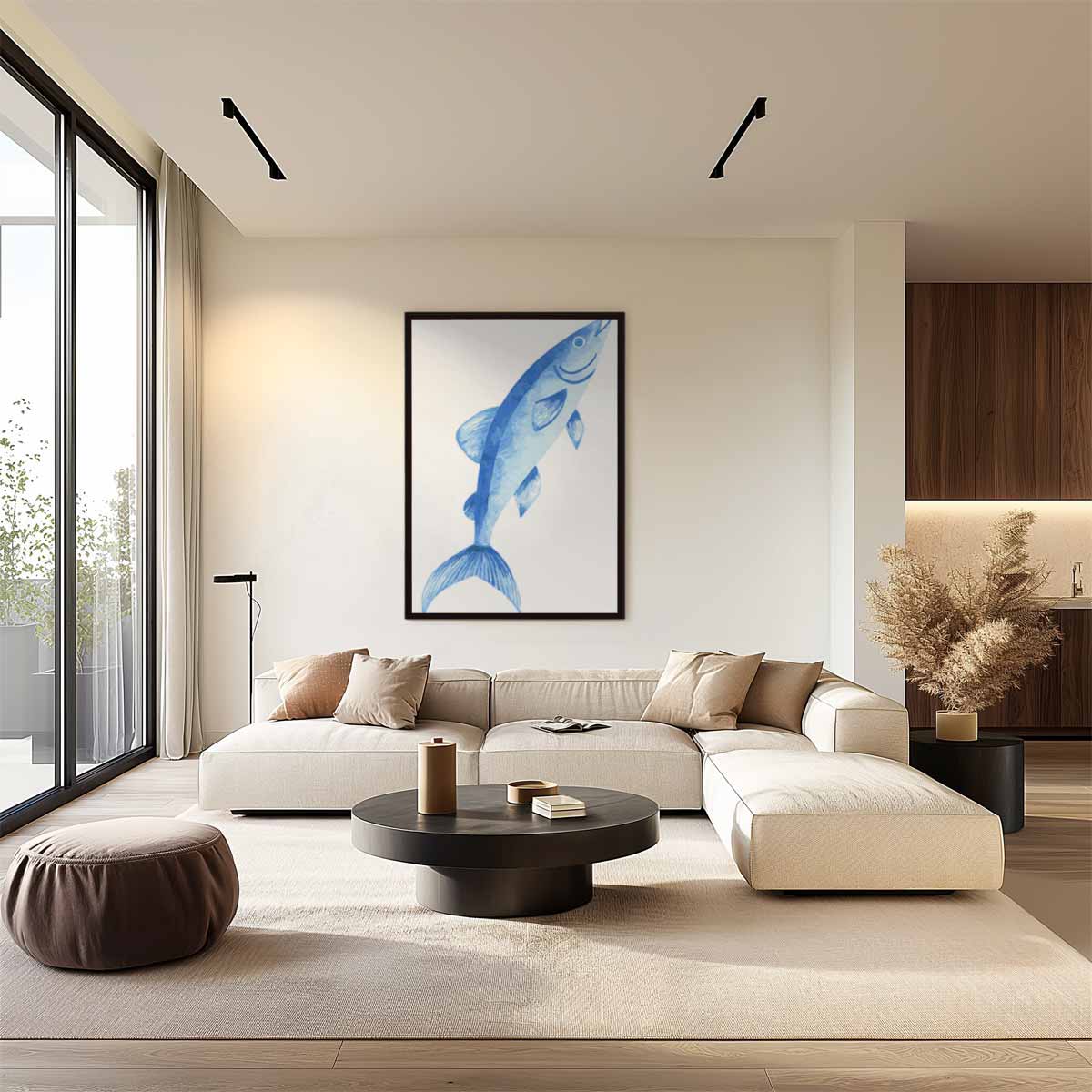 Waterverf Vis Print – dibond wanddecoratie in staand formaat