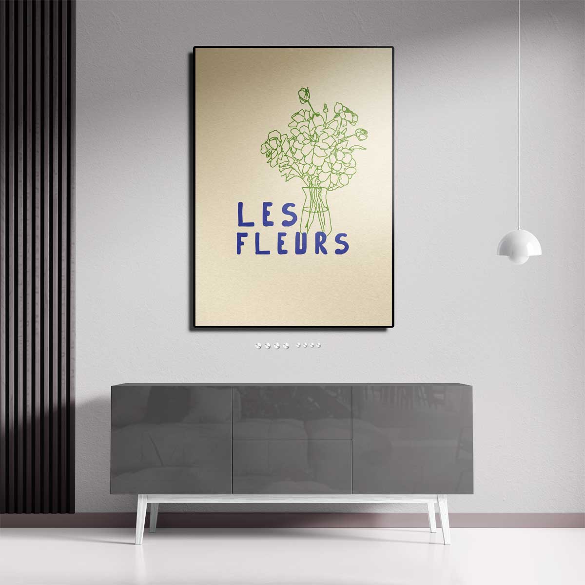 Les Fleurs Minimalistische Bloemenkunst – staande wandkunst voor woonkamer of interieur