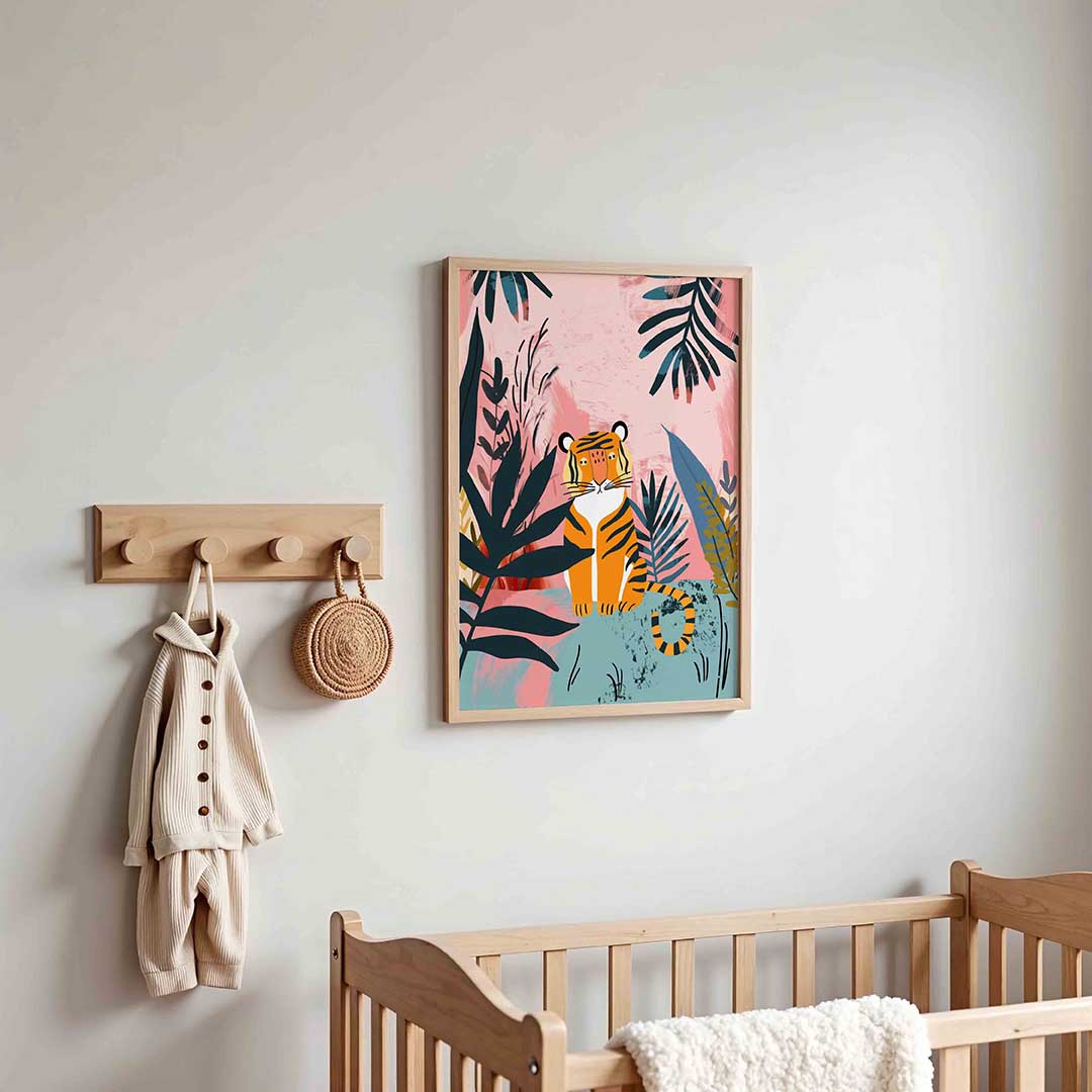 Tijger in jungle – kinderposter in staand formaat