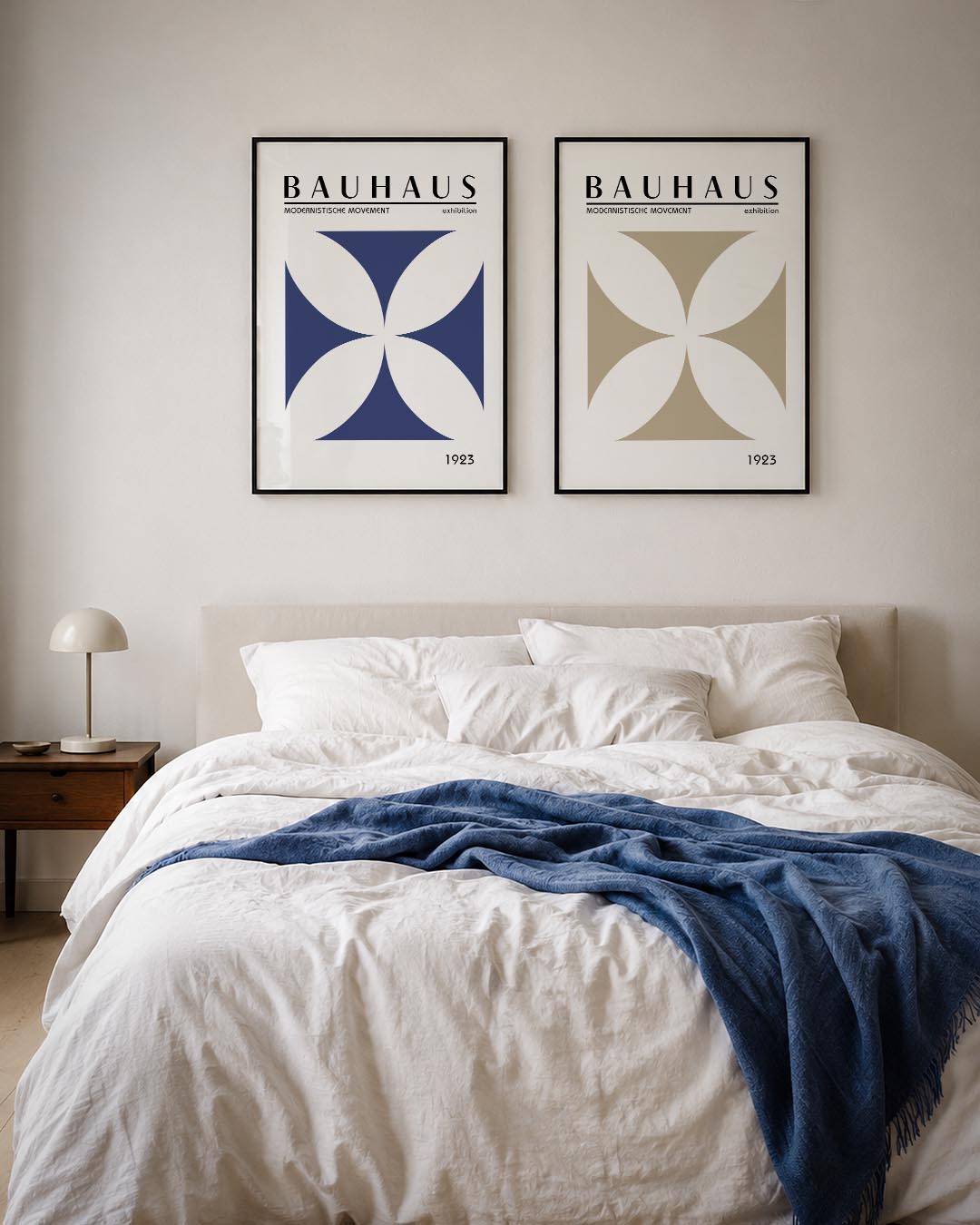 Vorm en balans Posterset-Bauhaus-geïnspireerde geometrische posters in een modern interieur