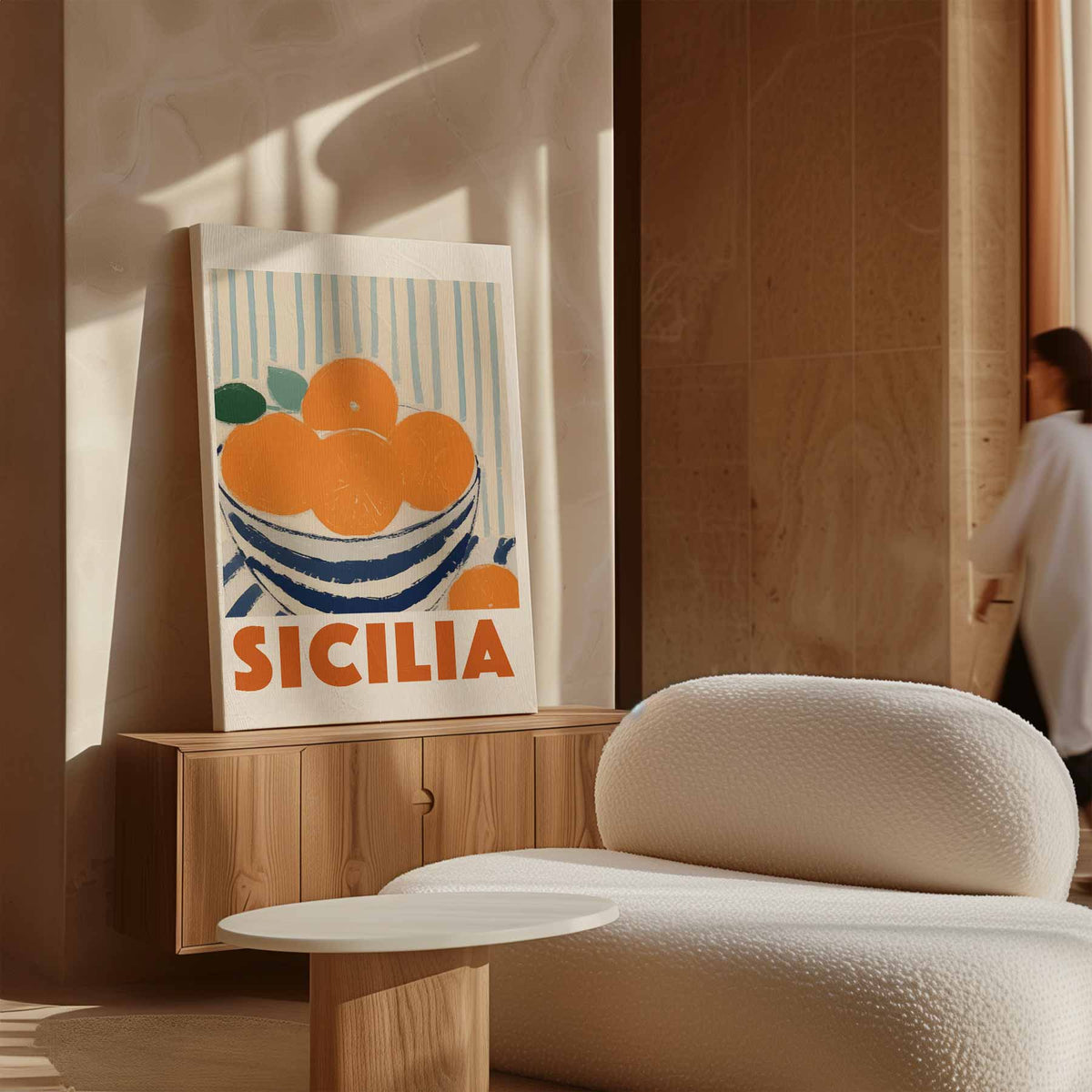 Siciliaanse Sinaasappels in Strepen – plexiglas kunstwerk als wanddecoratie
