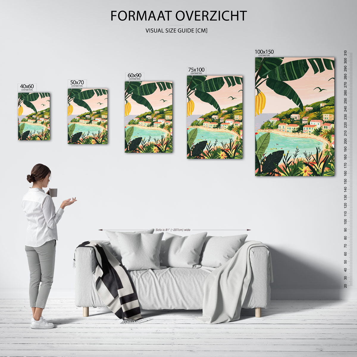 Tropisch kustlandschap – staand wanddecoratie kunstwerk