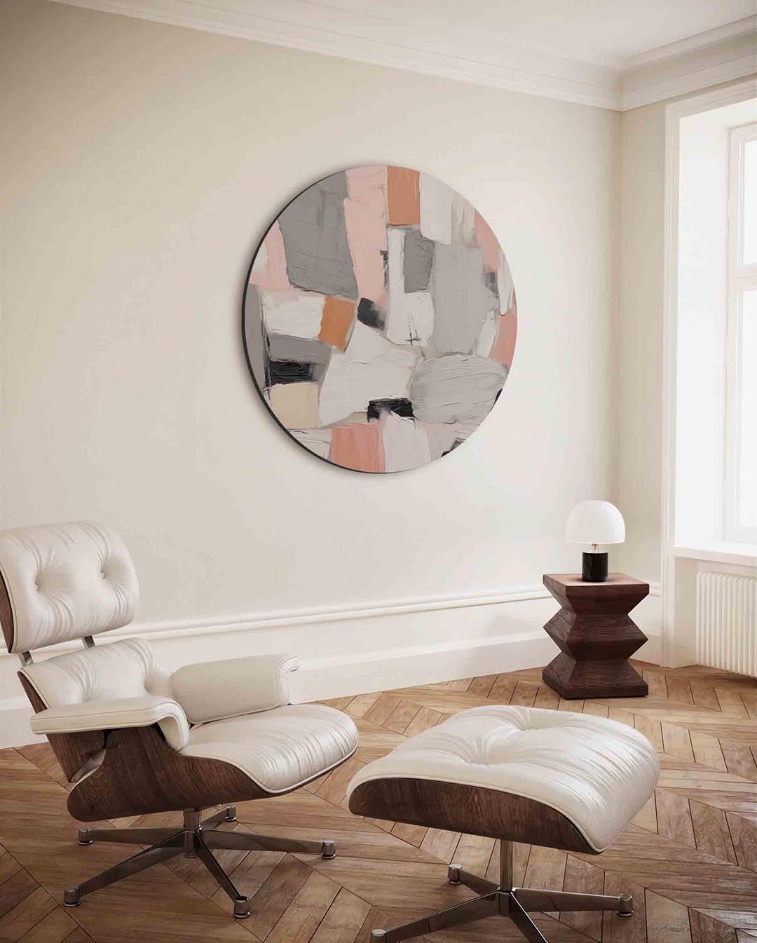Abstracte vormen – kleurrijke ronde wanddecoratie van WallArtistic