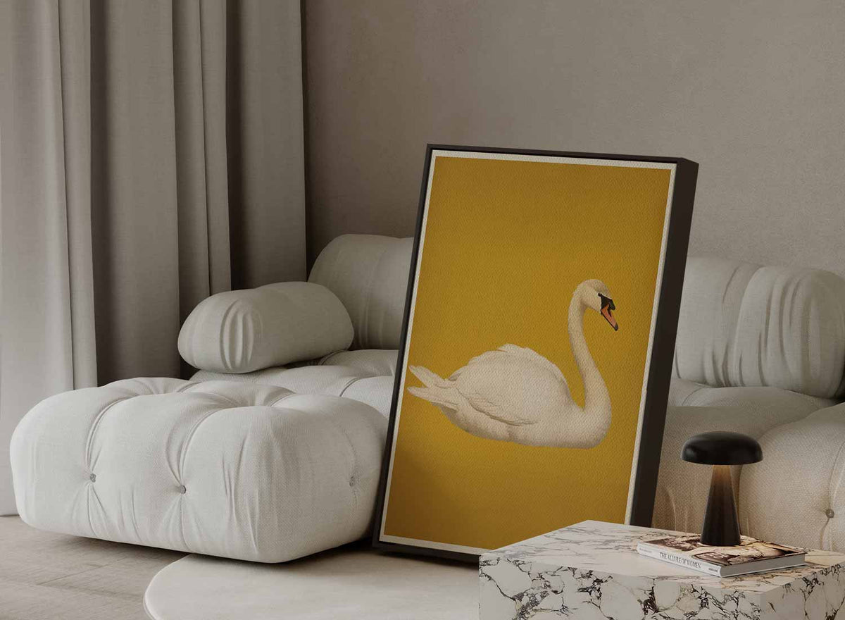 Sierlijke Zwaan op Gouden Achtergrond – portret kunstwerk als wanddecoratie, afbeelding 13