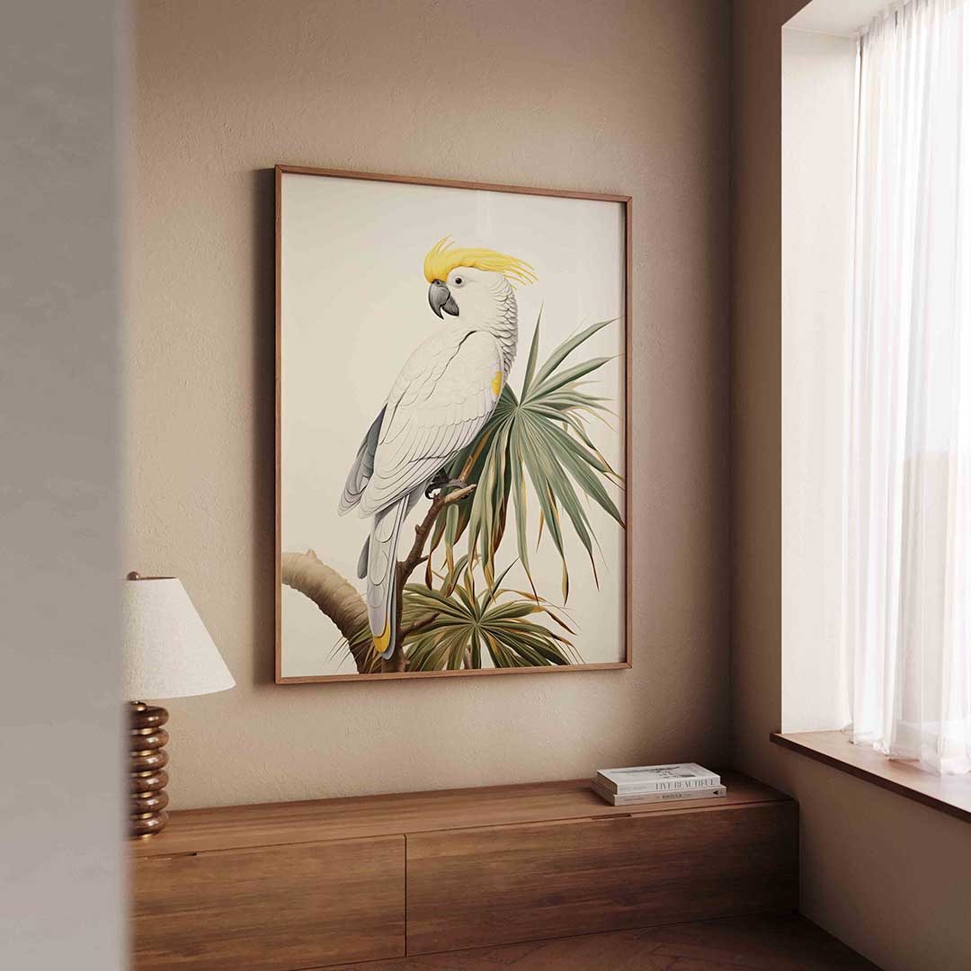 Witte kaketoe – tropische wandkunst als portret poster