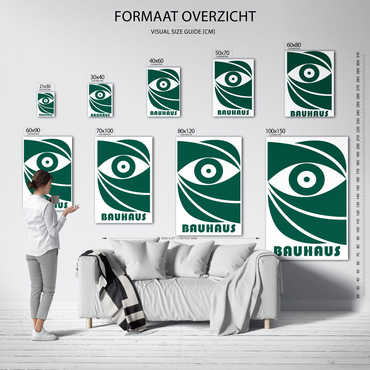 Oogvorm en lijnen – geometrische poster in Bauhaus-stijl van WallArtistic