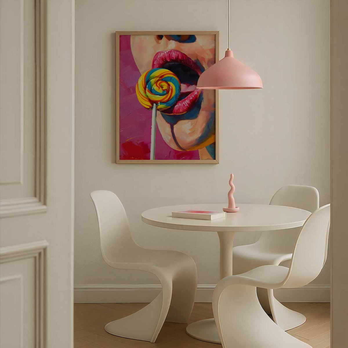 Kleurrijke Lolipop Verleiding – Streetart wandkunst als portret poster