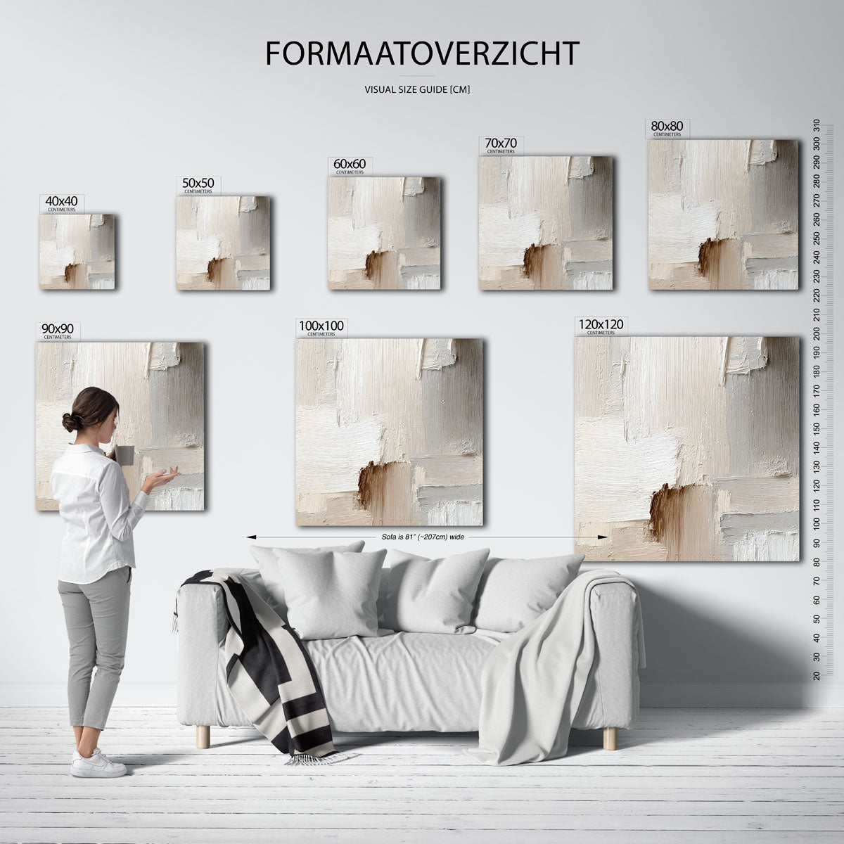 Beige textuur – vierkante muurposter met abstracte texturen