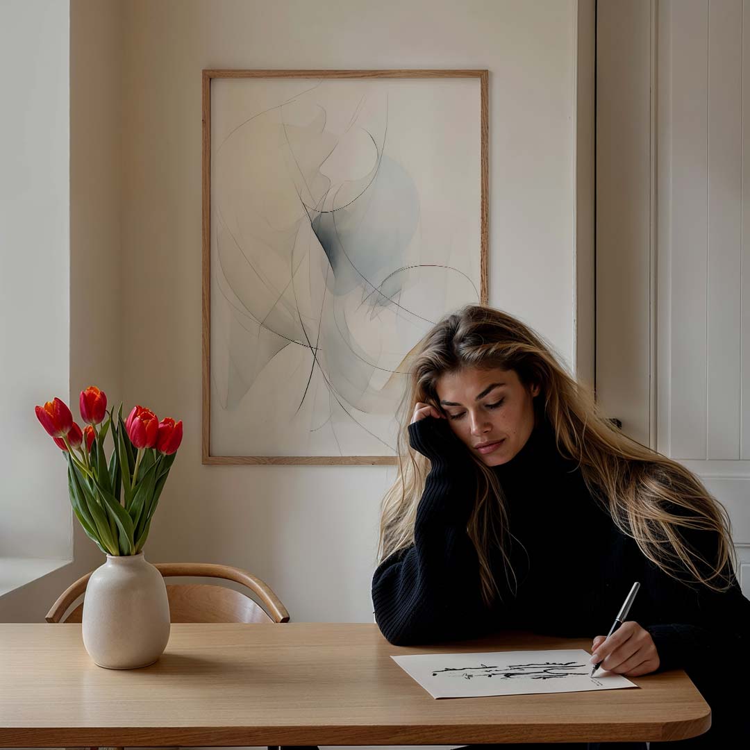 Sierlijke Abstracte Kunstposter – staande verfijnde wanddecoratie van WallArtistic