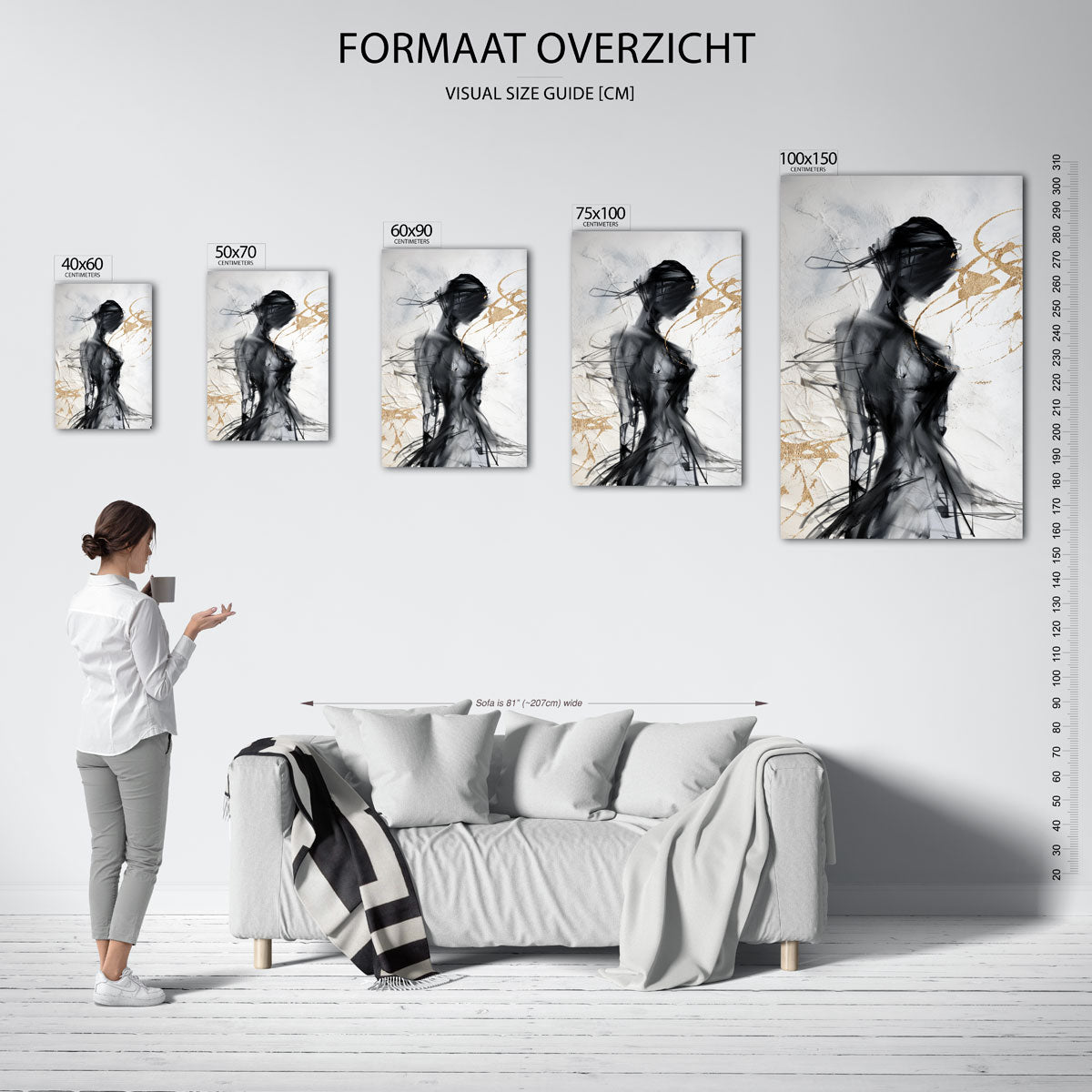 Dynamische vormen – staand wanddecoratie kunstwerk