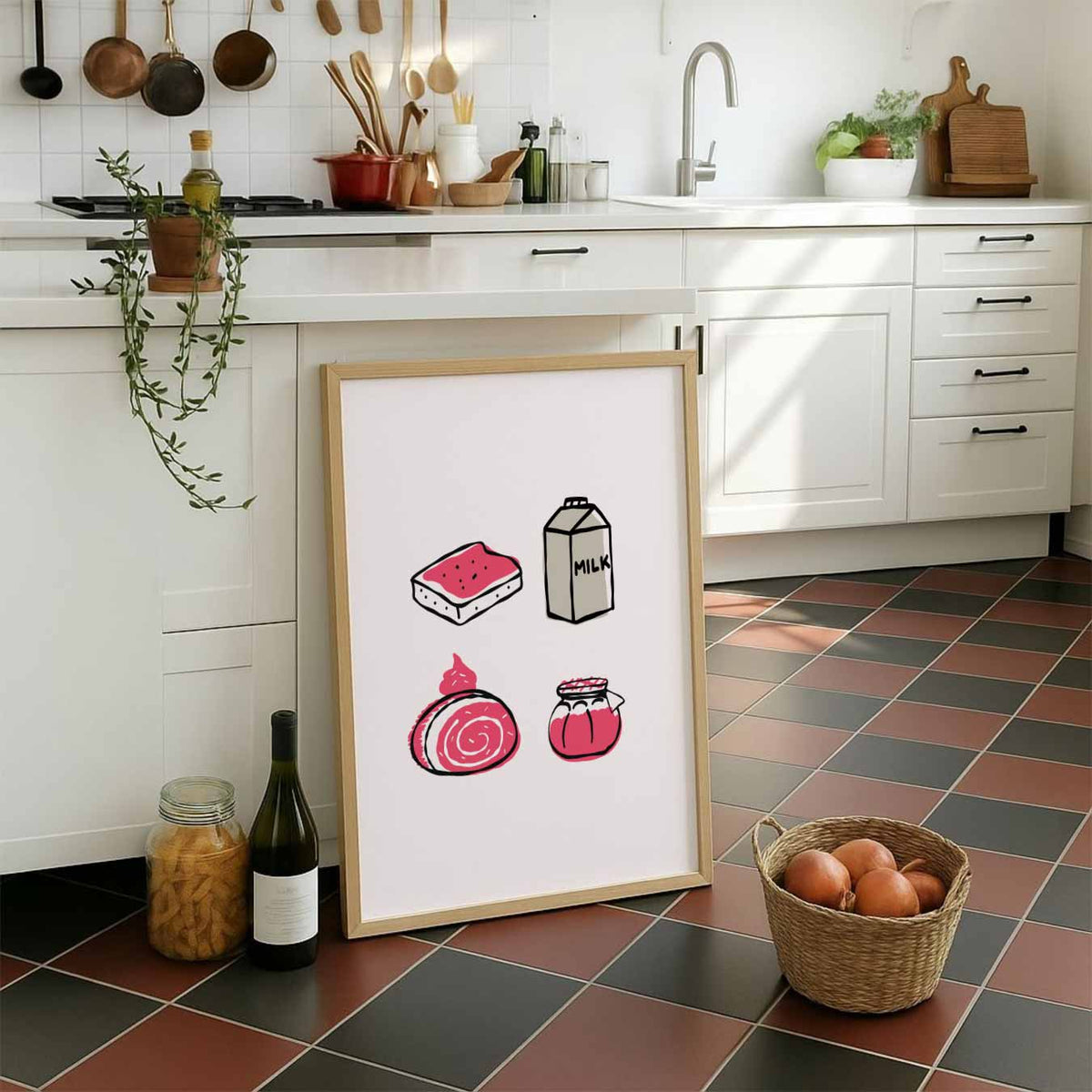 Speelse Foodie Illustraties – staande muurposter voor keuken of eethoek
