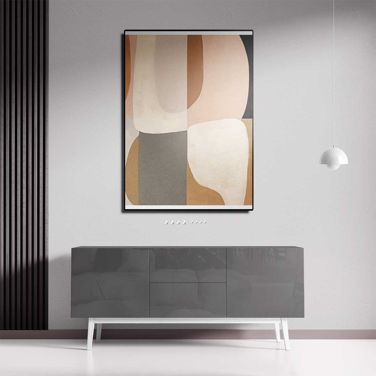 Warm Elegantie Abstract Schilderij – canvas wanddecoratie in portret formaat