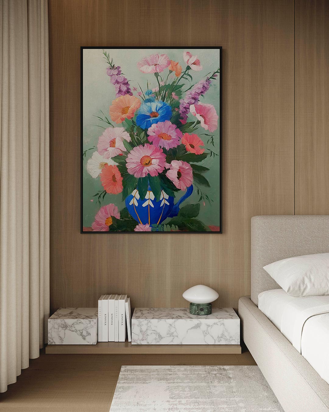 Bloemen in vaas – Wanddecoratie kunstwerk – kunstwerk op canvas, dibond of plexiglas