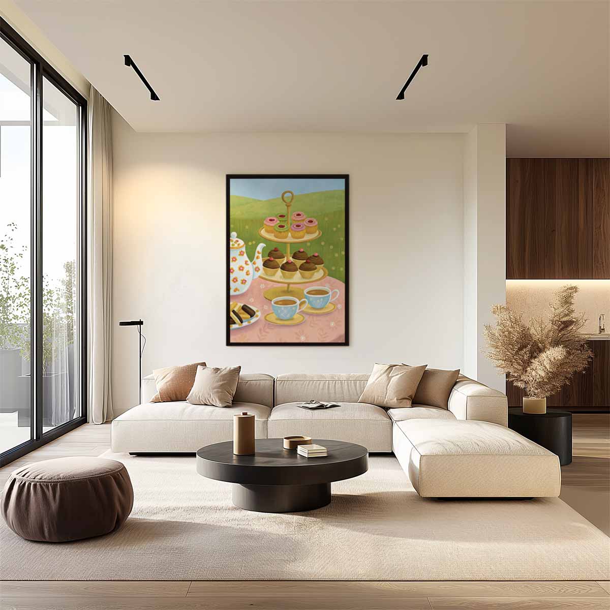 Sfeervolle Theemiddag Illustratie – dibond wanddecoratie in staand formaat