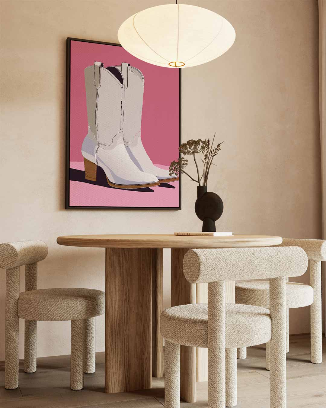 Cowboylaarzen op Roze – canvas wanddecoratie in portret formaat