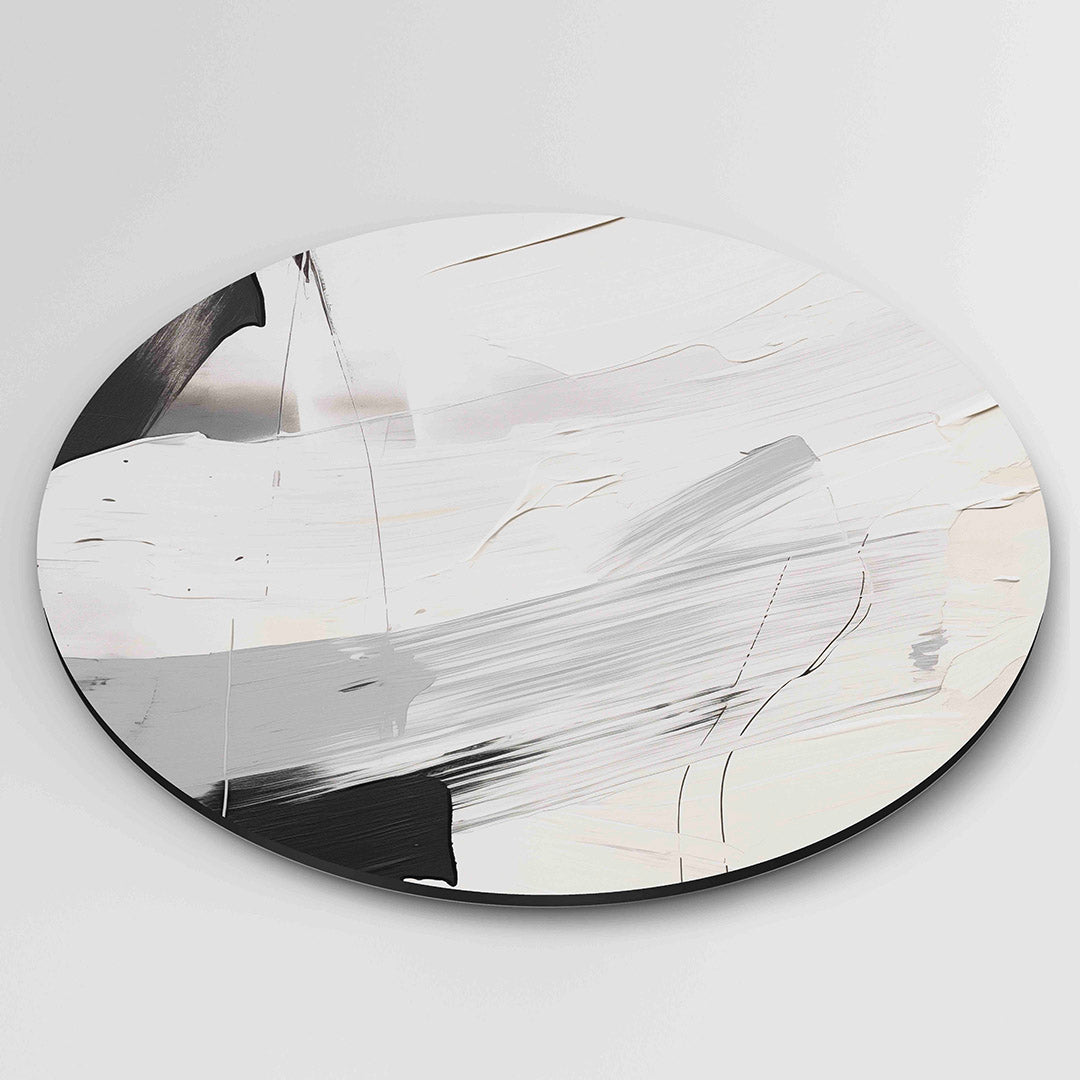 Abstracte zwart wit – ronde wanddecoratie met abstract ontwerp