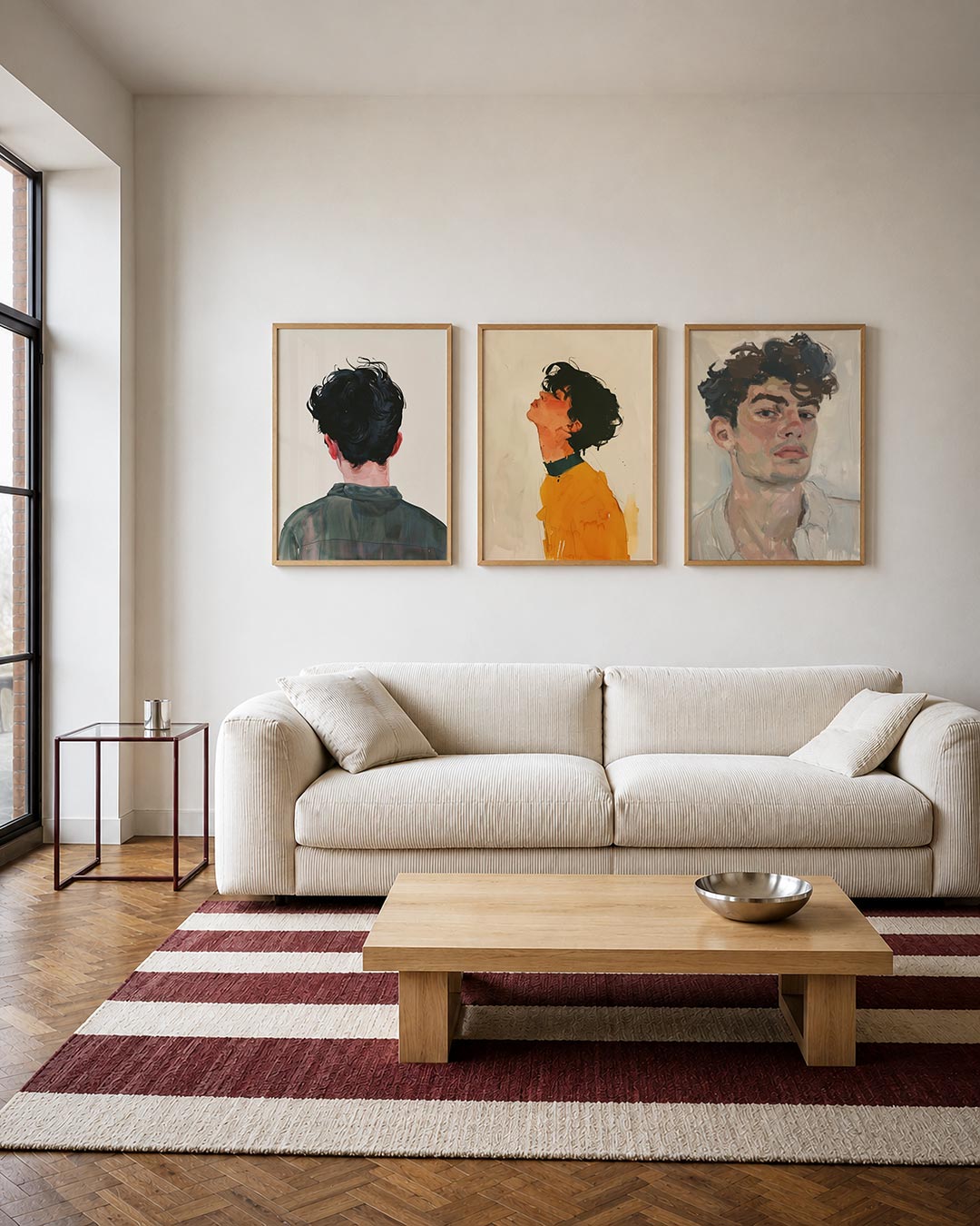 Achterzijde portret driedelige posterset – een persoon met donker haar, gezien van achteren