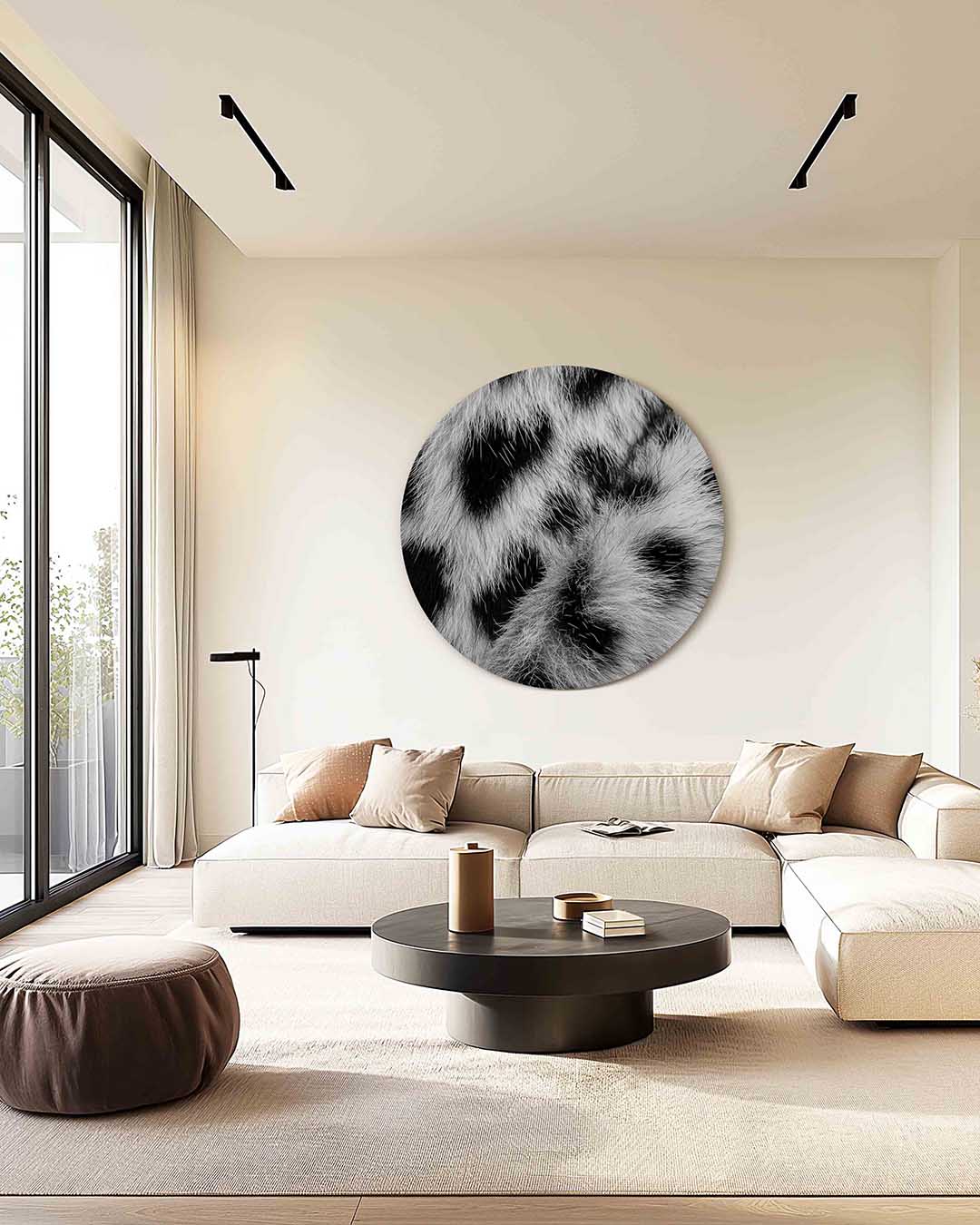 Zwart witte vacht – safari muurcirkel als ronde wanddecoratie