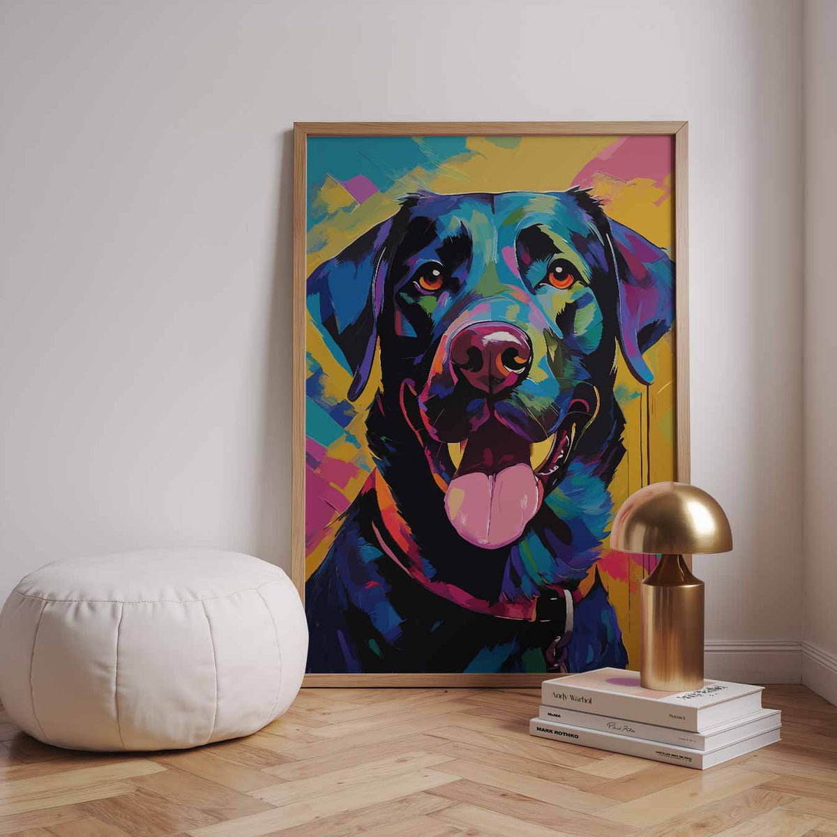 Kleurrijke Hond Vrolijkheid – dieren poster in staand formaat
