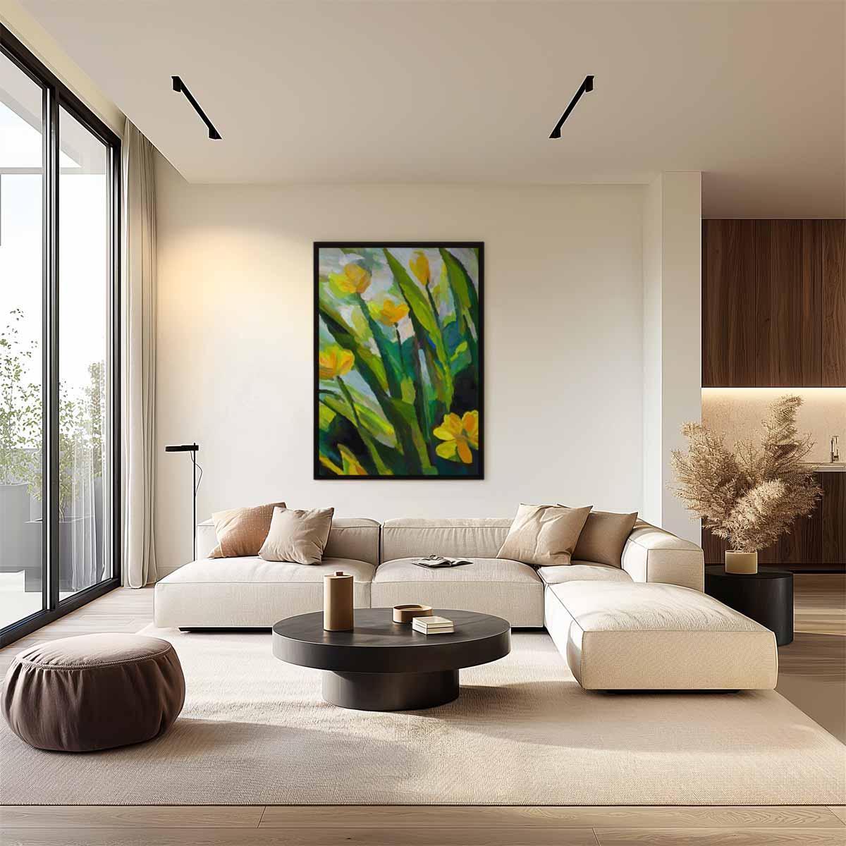 Zonnige Bloemvelden – staand kunstwerk voor modern interieur