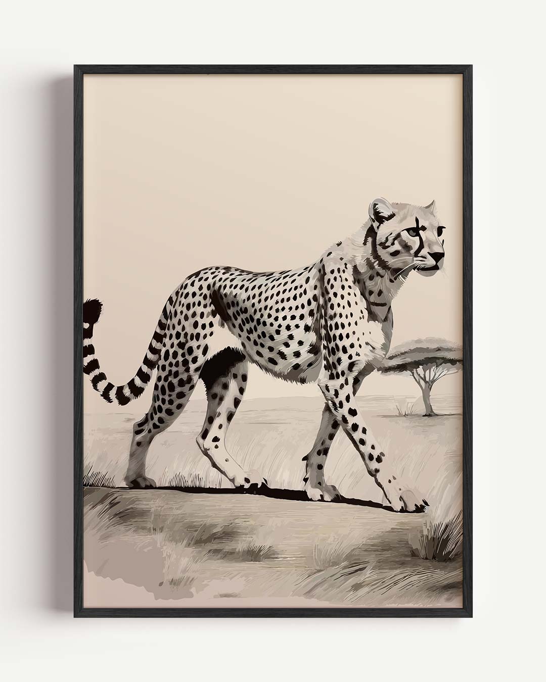 Elegante Cheetah In De Savanne – dieren portret poster als wanddecoratie
