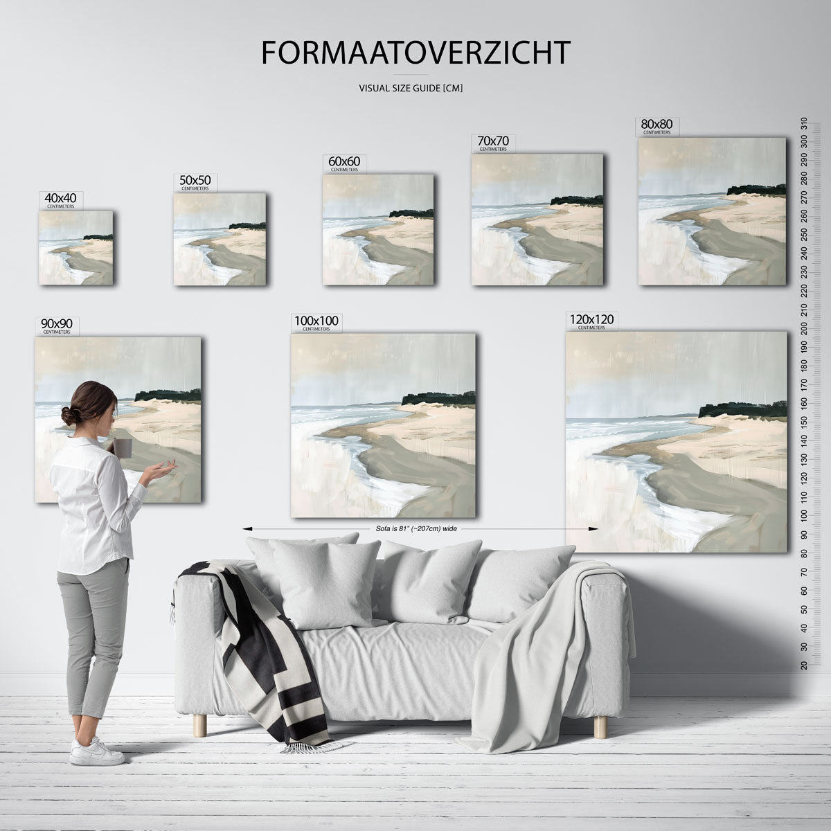 Strand en zee – vierkante muurposter met kunst en design