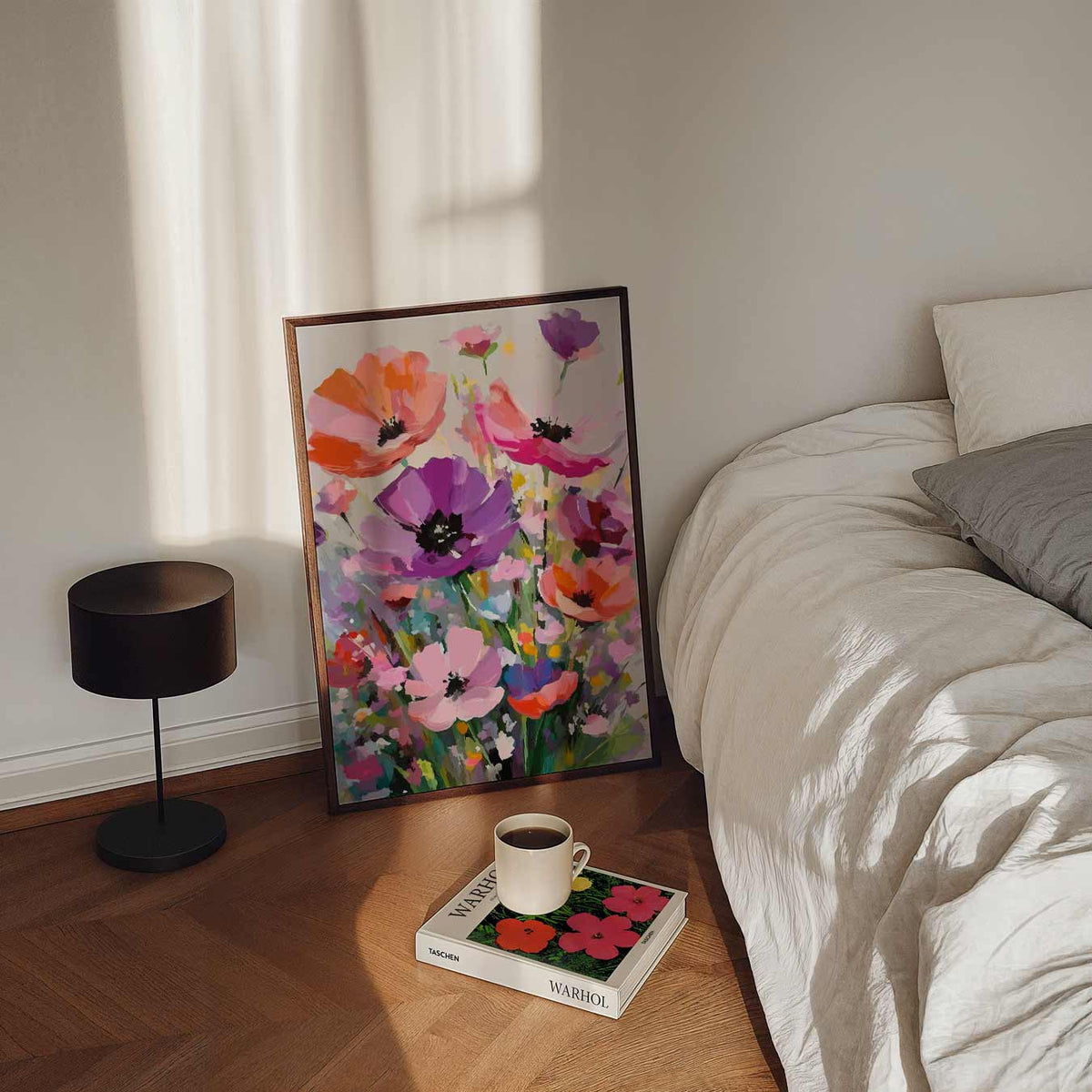 Bloemenpracht in Kleur – staande bloemen wanddecoratie van WallArtistic
