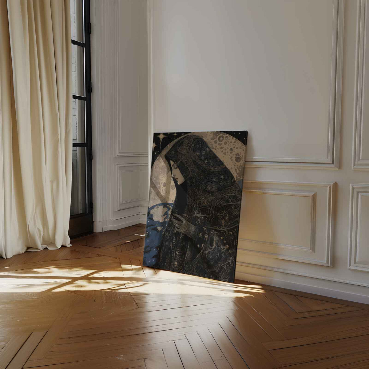 Mystieke Maan Beschouwer – dibond kunstwerk als wanddecoratie