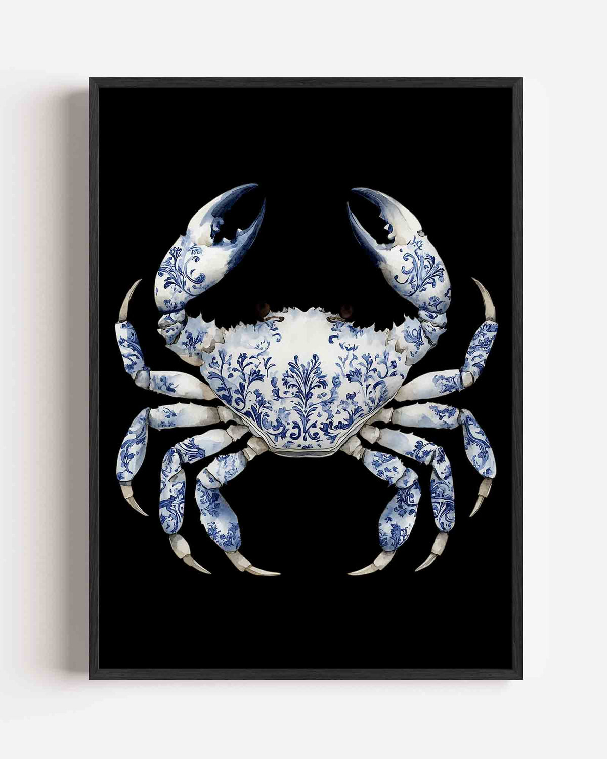 Blauw witte krab – Delfts blauwe portret poster als wanddecoratie