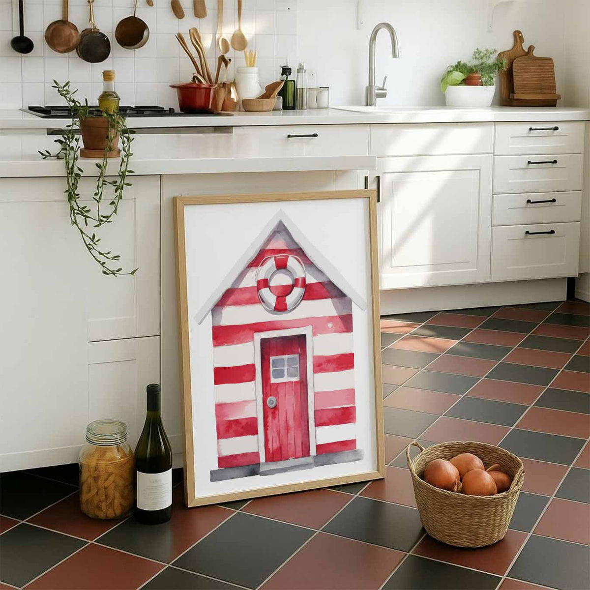 Strandhut Wonder – staande muurposter met zomerse uitstraling