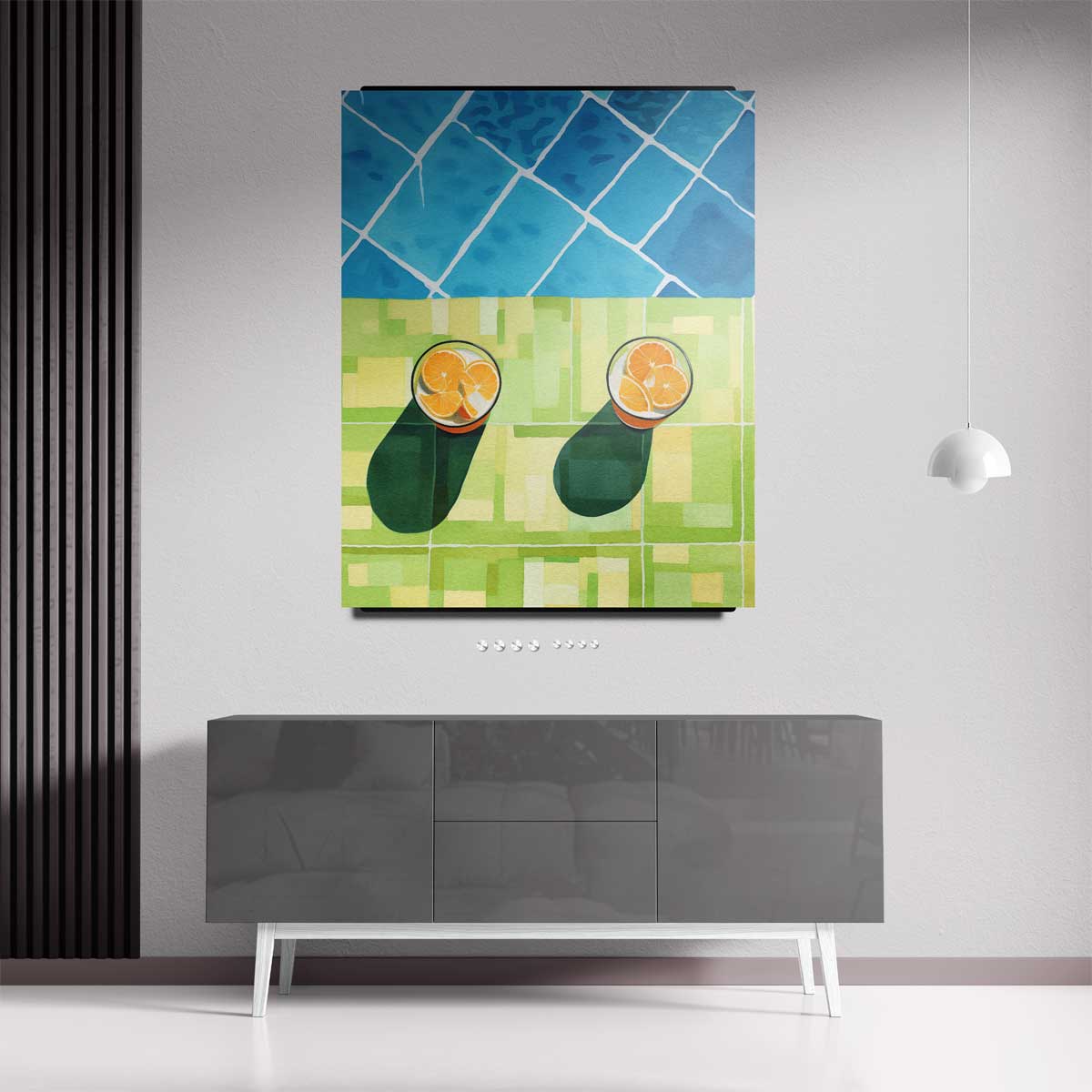Zomerse Citrusdrankjes – kunstwerk met zwarte baklijst