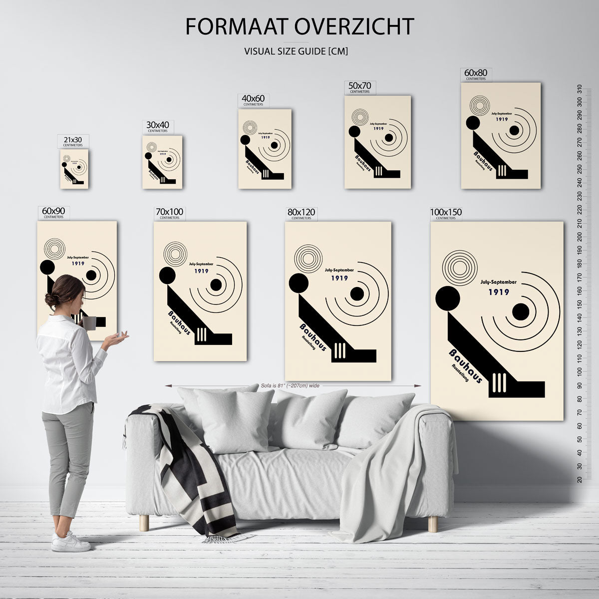 Cirkel en lijnenspel – geometrische poster in Bauhaus-stijl van WallArtistic