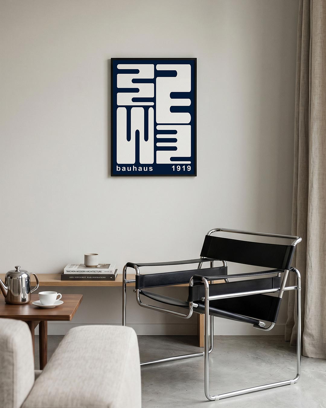 Lijnen en vlakken – geometrische Bauhaus poster in staand formaat