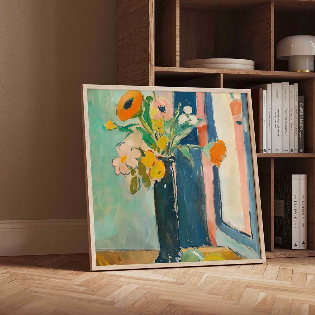 Bloemen in vaas – moderne wandkunst als vierkante poster