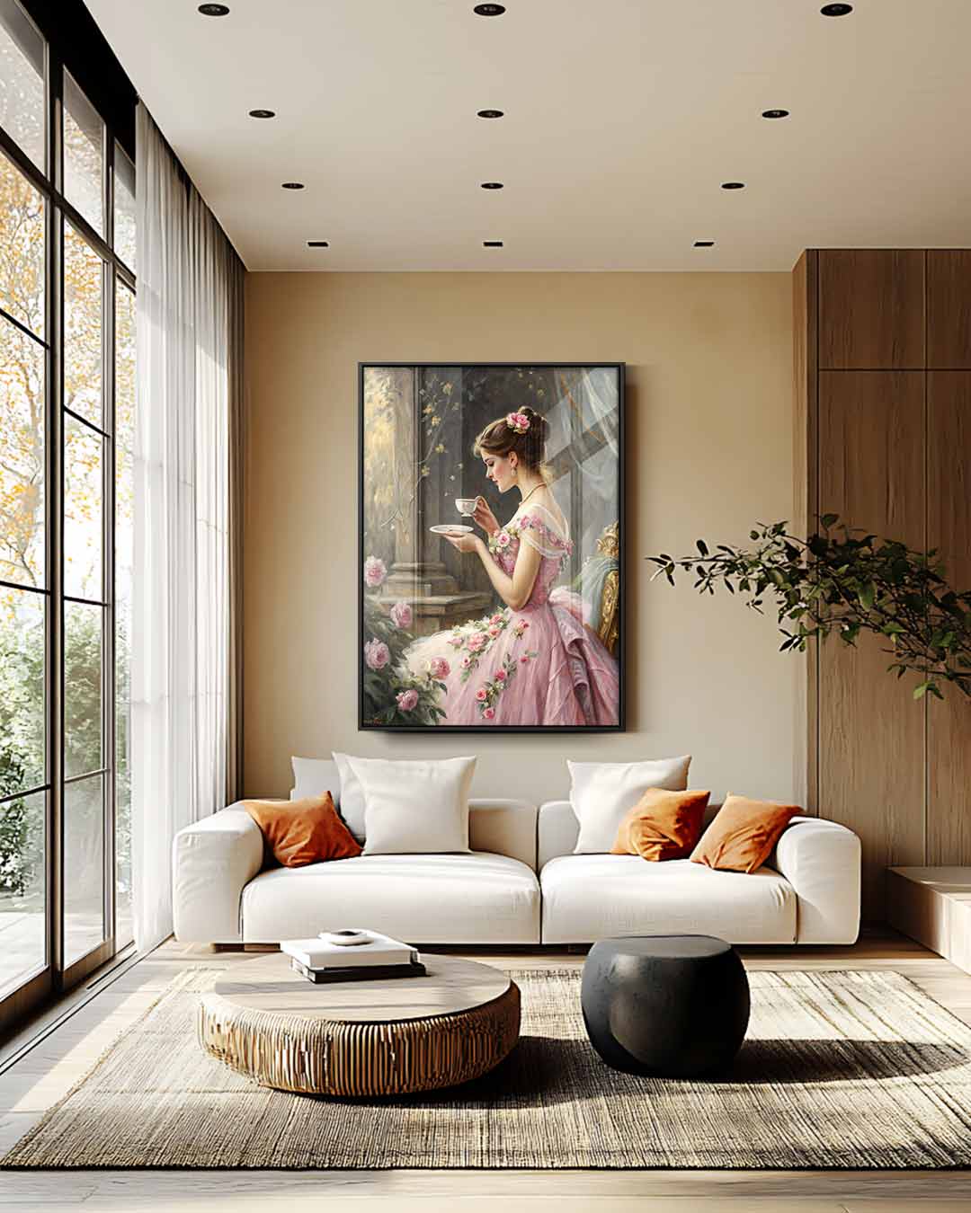 Dromerige Theetijd – plexiglas wanddecoratie in portret formaat