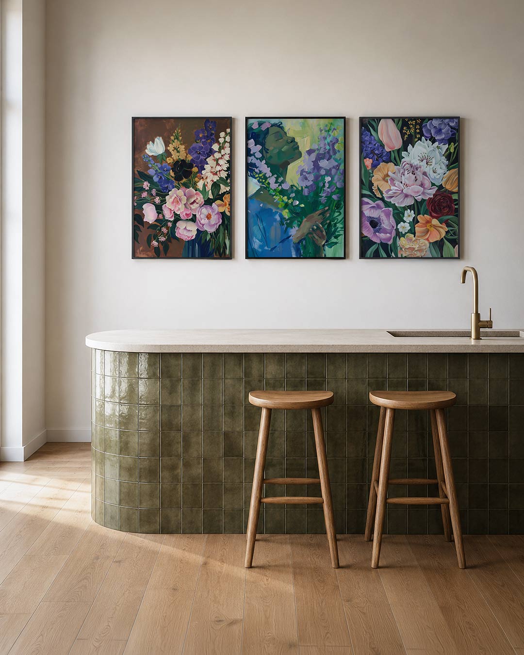 Bloemenpracht posterset – tweede productweergave – deze posterset toont een levendige bloemencompositie met