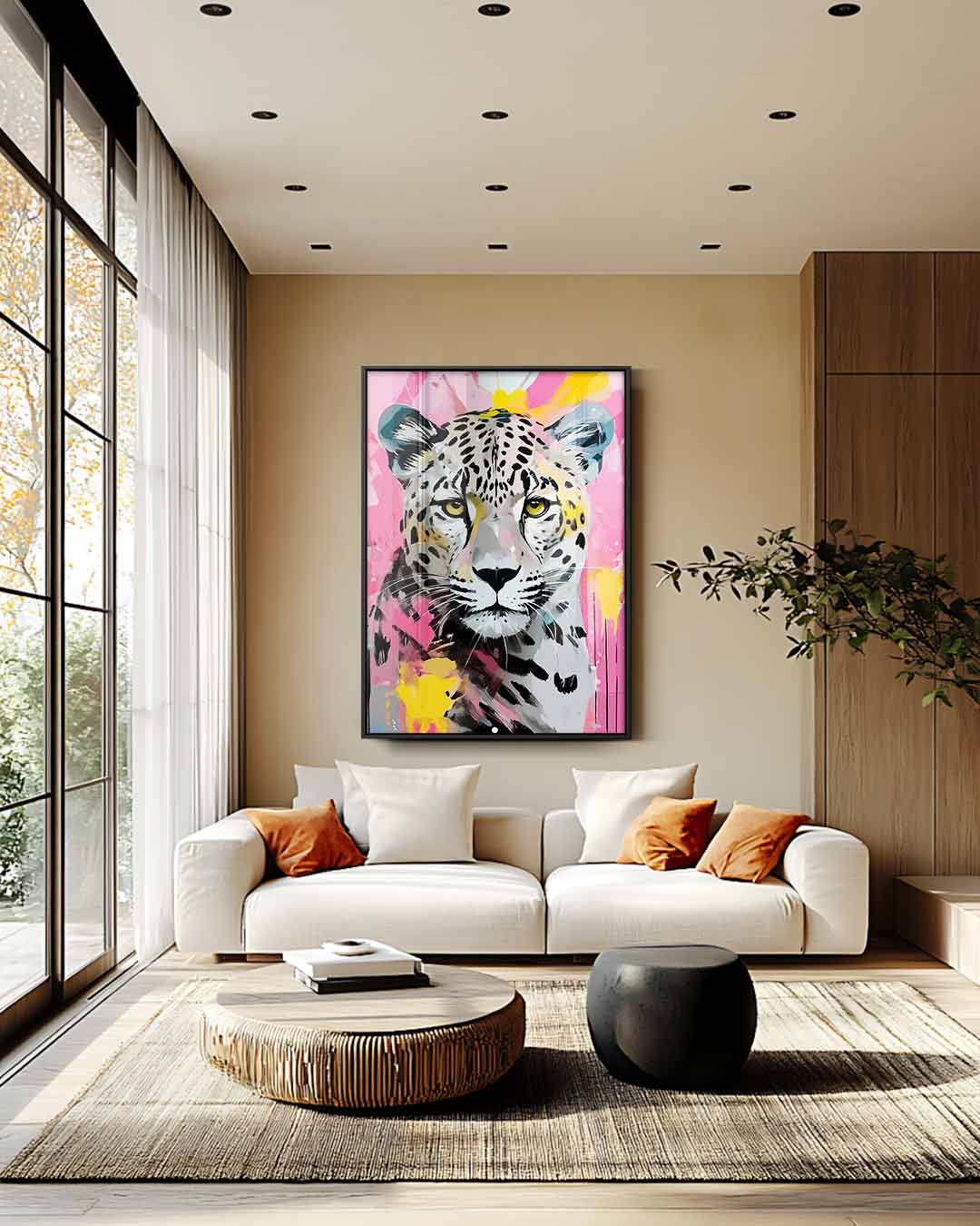 Kleurrijke Luipaardkunst – modern portret kunstwerk van WallArtistic