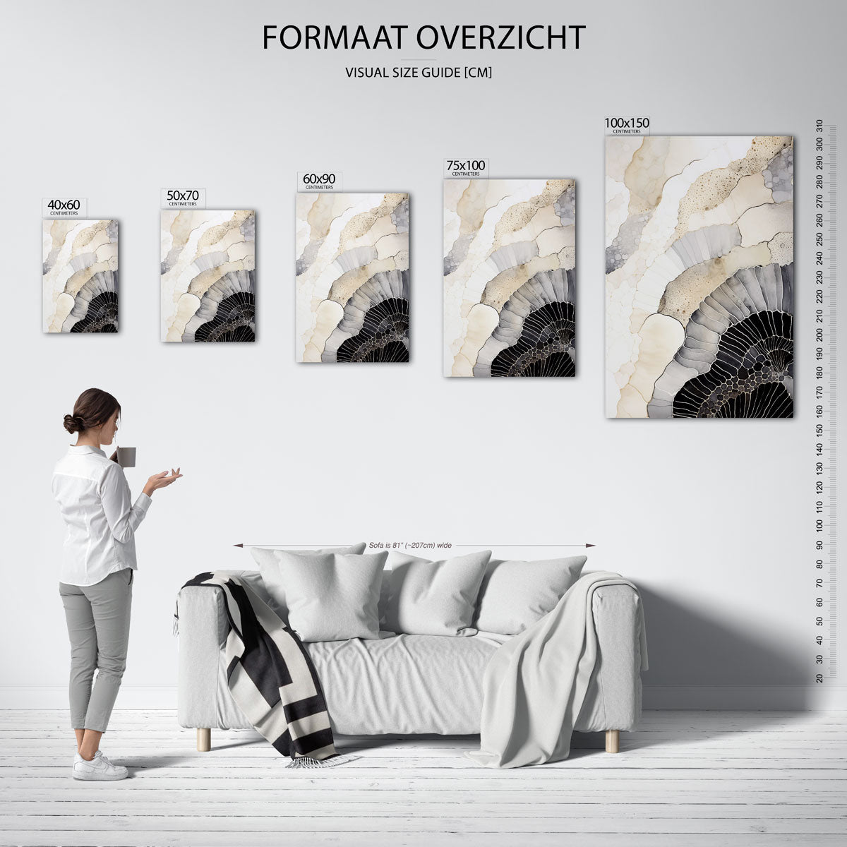 Organische lijnen – staand wanddecoratie kunstwerk