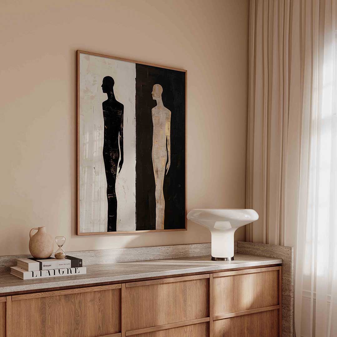 Silhouetten in contrast – abstracte poster in staand formaat